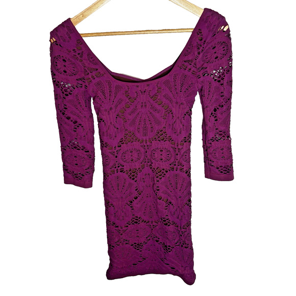 Intimately Free People Mini Dress Purple Lace Bodycon XS S Boho Festival Party - Picture 5 of 9